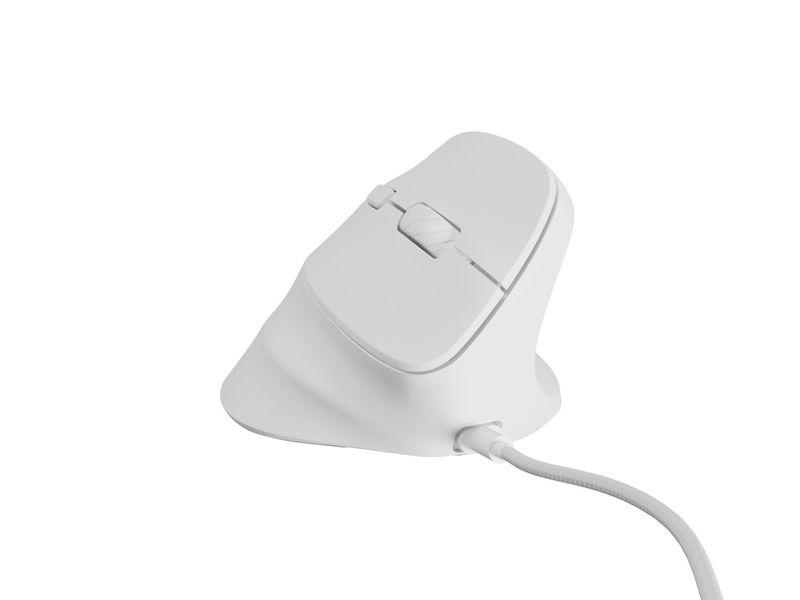 Vertikálna myš Natec CRAKE 2 PRO/Vertikálna/Optická/Pre pravákov/12 400 DPI/Drôtové USB-A/Biela