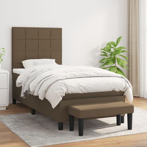 vidaXL Boxspring posteľ s matracom tmavohnedá 100x200 cm látka