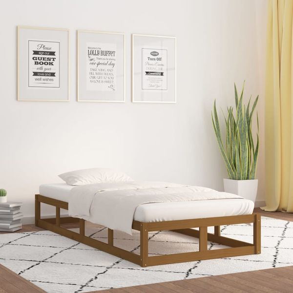 vidaXL Posteľný rám medovohnedý 90x190 cm malé jednolôžko masív