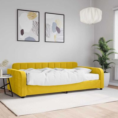 vidaXL Denná posteľ s matracom žltá 100x200 cm zamat