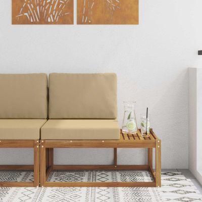 vidaXL Vonkajšia koncová pohovka s vankúšom Prírodná 91 x 63 x 73 cm