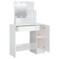 vidaXL Toaletný stolík s LED lesklý biely 86,5x35x136 cm