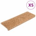 vidaXL Schodové rohože 5 ks 65x21x4 cm béžové s obdĺžnikovým okrajom