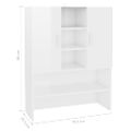 vidaXL Skrinka na práčku lesklá biela 70,5x25,5x90 cm