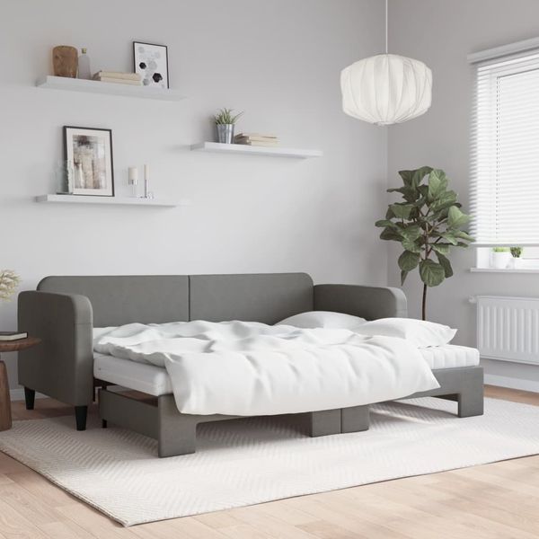 vidaXL Rozkladacia denná posteľ s matracmi tmavosivá 80x200 cm látka