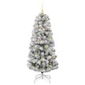 vidaXL Umelý Sklápací Vianočný Stromček 150 LED Zelená a biela 150 cm