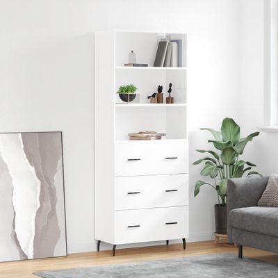 vidaXL Vysoká skrinka lesklá biela 69,5x34x180 cm spracované drevo
