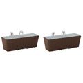 vidaXL Zábradlie 2 ks Hnedá 50 x 17 x 17 cm Kov