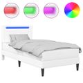 vidaXL Rám postele s LED pásikmi Biela 90 x 190 cm Umelá koža