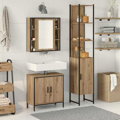 vidaXL Kúpeľňové umývadlové jednotky 3 pcs Hnedá Kompozitné drevo
