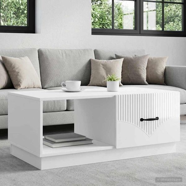 vidaXL Konferenčný stolík Biela s vysokým leskom 90 x 50 x 37 cm
