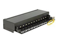 Prepojovací panel - CAT 6 - RJ-45 X 12 - hlboko čierna, RAL 9005