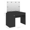 vidaXL Toaletný stolík s LED svetlami 110x55x145 cm MDF čierny