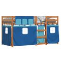 vidaXL Poschodová posteľ so závesmi modrá 80x200 cm masívna borovica