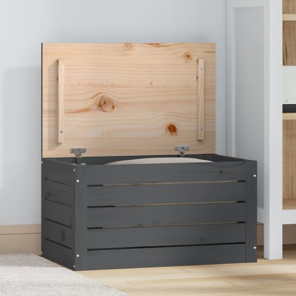 vidaXL Úložný box sivý 59,5x36,5x33 cm masívna borovica