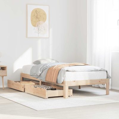 vidaXL Posteľný rám so zásuvkami 100x200 cm borovicový masív