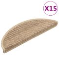 vidaXL Samolepiace nášľapy na schody 15 ks 56x17x3 cm pieskové