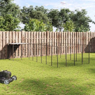 vidaXL Koterec pre psy čierny 10,89 m² oceľ