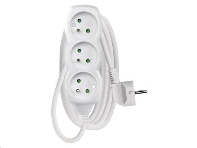 Prodlužovací kabel EMOS P0312 / 2 m / 3 zásuvky / bílý / PVC / 1 mm2