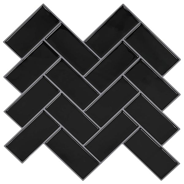 vidaXL Dlaždica herringbone 10 pcs Čierna 30 x 30 cm Polyuretán a PET