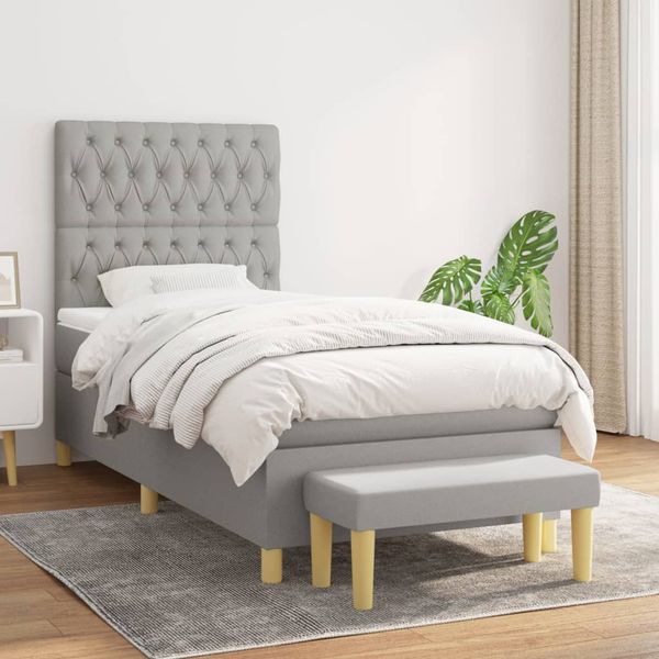 vidaXL Boxspring posteľ s matracom bledosivý 100x200 cm látka