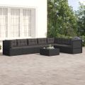 vidaXL 7-dielna záhradná sedacia súprava s vankúšmi čierna polyratan