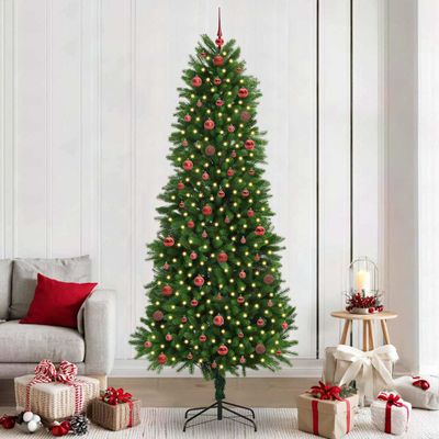 vidaXL Vianočný stromček s 300 LED-i so stojanom Zelená 240 cm PE