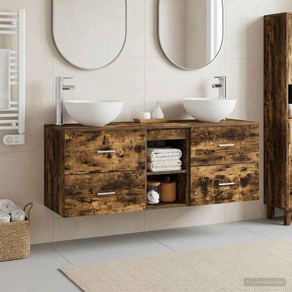 vidaXL Set kabinetov do kúpeľne 3 ks Dymový dub 49,5 x 35 x 63 cm
