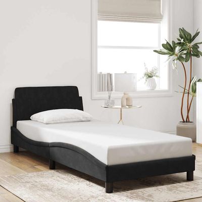vidaXL Rám postele s čelom Dover čierny 90x200 cm zamat
