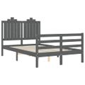 vidaXL Rám postele s čelom sivý malé dvojlôžko masívne drevo