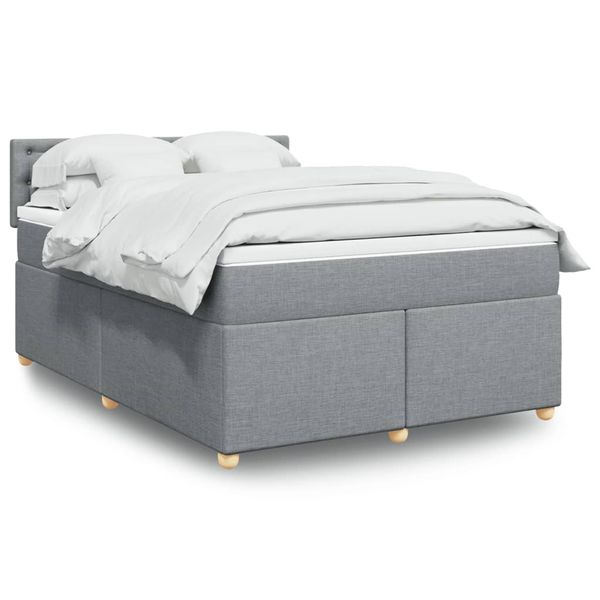 vidaXL Boxspring posteľ s matracom bledosivá 140x200 cm látka