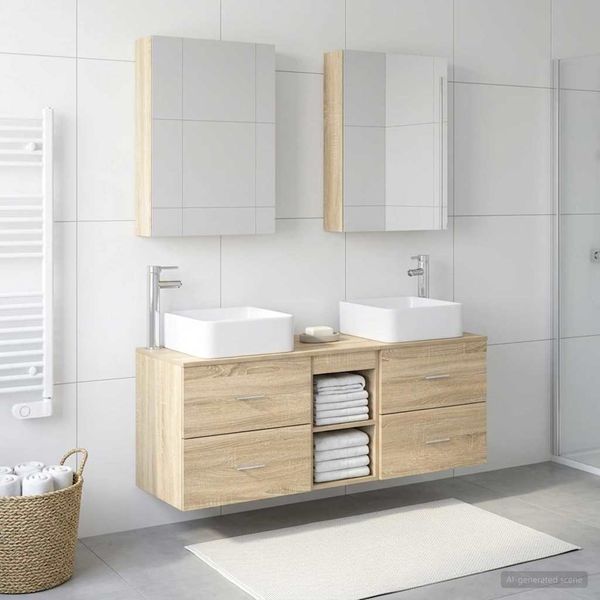 vidaXL Sada kúpeľňového nábytku 5 pcs Dub sonoma