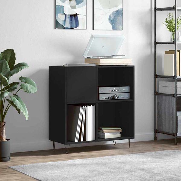 vidaXL Skrinka na platne čierna 84,5x38x89 cm kompozitné drevo