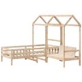 vidaXL Sada postele a lavice so strieškou 75x190 cm borovica