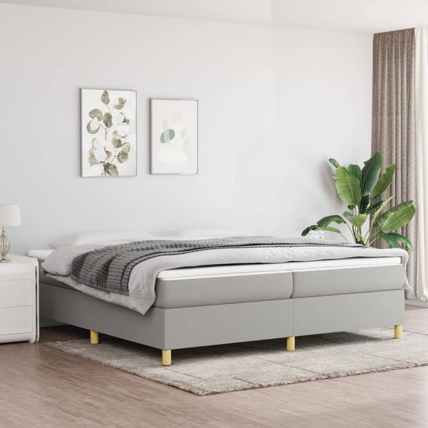 vidaXL Posteľný rám s boxspringom bledosivá 200x200 cm látka