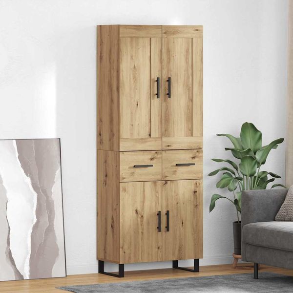 vidaXL Highboard Remeselný dub 69,5 x 34 x 180 cm Kompozitné drevo