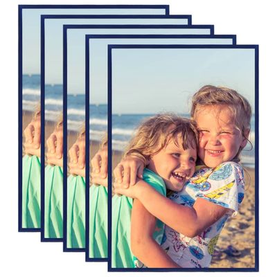 vidaXL Fotorámiky na stenu alebo stôl 5 ks modré 28x35 cm MDF
