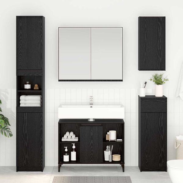vidaXL Skrinka pod umývadlo s poličkou Čierny dub 80 x 33 x 60 cm