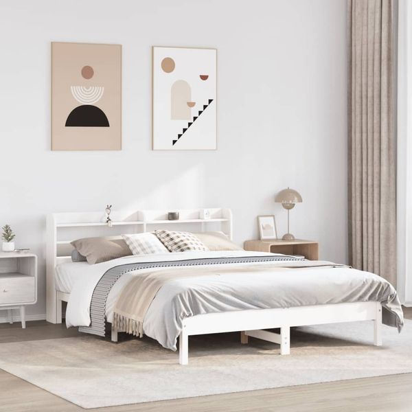 vidaXL Posteľ bez matraca biely 135x190 cm masívna borovica
