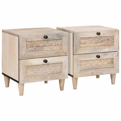 vidaXL Nočný stolík 2 pcs Biela 40 x 33 x 46 cm Kompozitné drevo