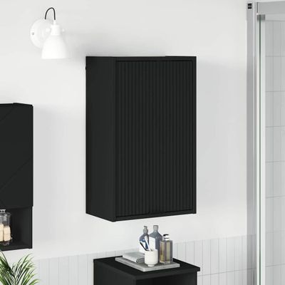 vidaXL Kúpeľňová skriňa Nástenný s úložiskom Čierna 39 x 23,5 x 65 cm
