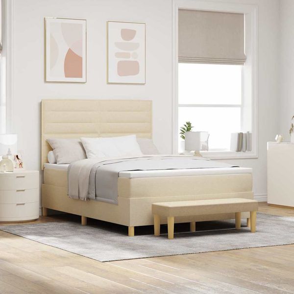 vidaXL Posteľ s pružinovým rámom Krémová 200 x 140 cm látka