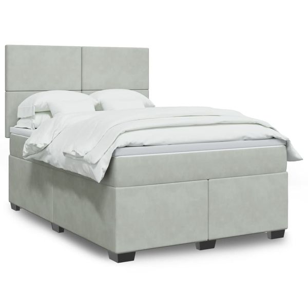 vidaXL Posteľný rám boxsping s matracom bledosivý 140x200 cm zamat