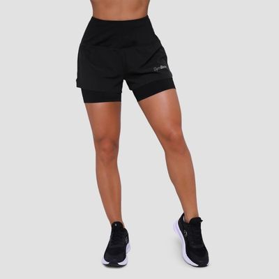 Dámske bežecké šortky 2in1 Pulse Black - GymBeam, veľkosť XL, veľkosť oblečenia XL
