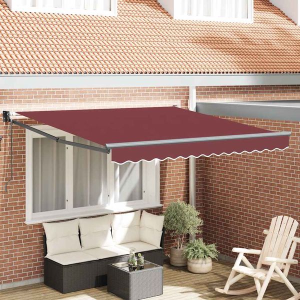 vidaXL Automaticky zaťahovacia markíza burgundská 300x250 cm