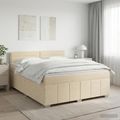 vidaXL Posteľ boxspring s matracom Krémová 140 x 200 cm Látka