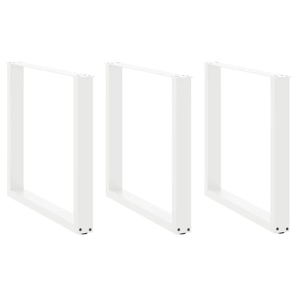 vidaXL Nohy k jedálenskému stolu v tvare U, 3 ks, biele, 80 x (72-73) cm, oceľové
