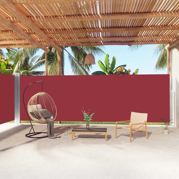 vidaXL Zaťahovacia bočná markíza červená 200x1000 cm
