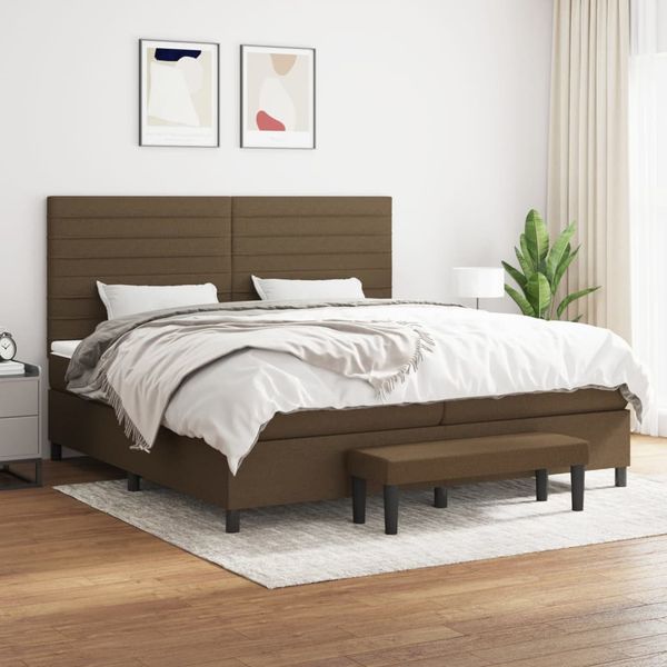 vidaXL Boxspring posteľ s matracom tmavohnedá 200x200 cm látka