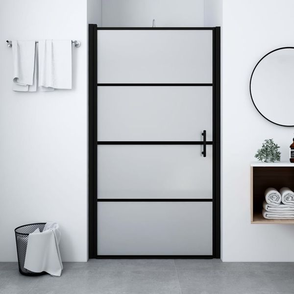 vidaXL Sprchové dvere nepriehľadné tvrdené sklo 100x178 cm čierne